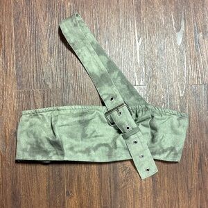 Pretty Little Thing Green One-Shoulder Belted Top